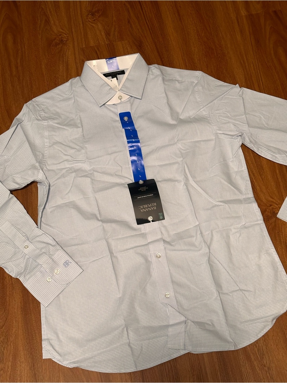 Banana Republic Men's Light Blue Micro-Plaid Dress Shirt - New
